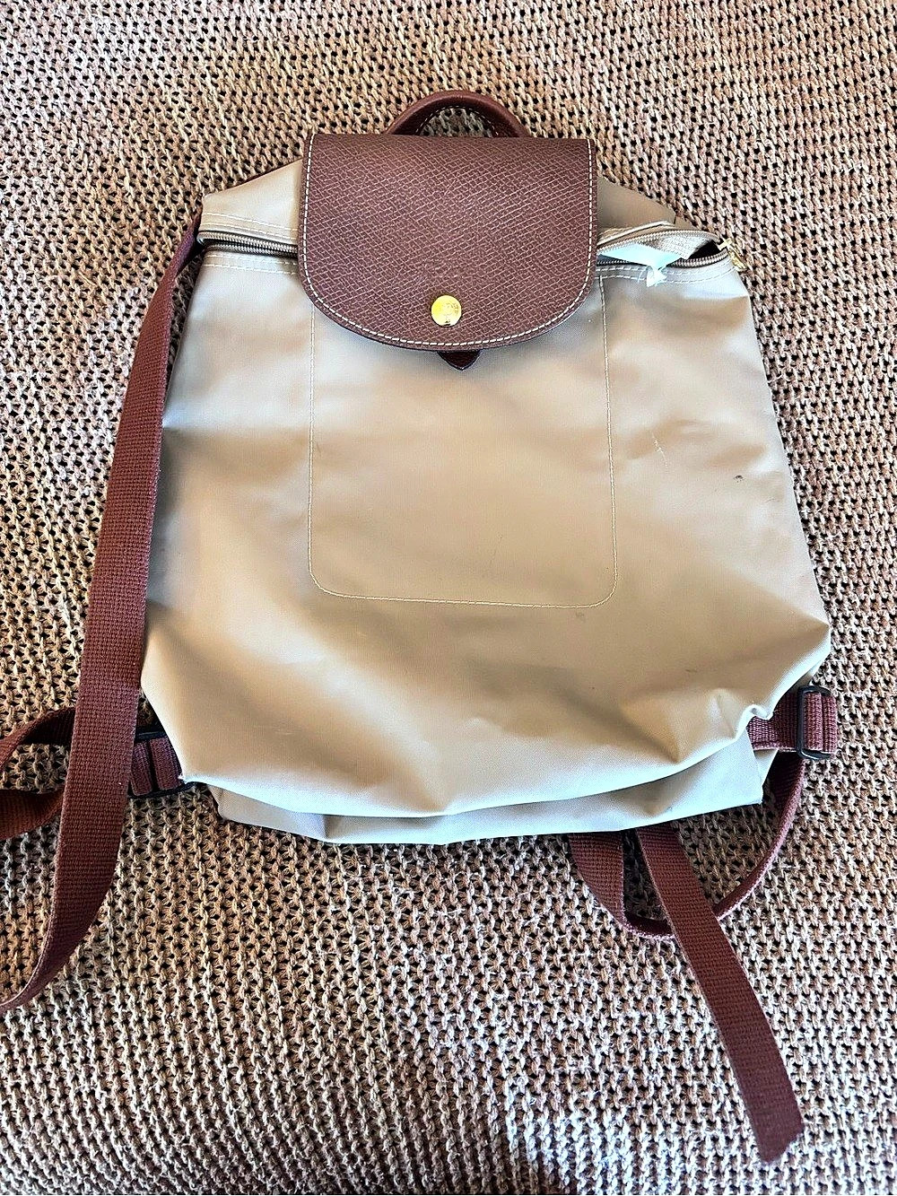 Longchamp Le Pliage Original Backpack in Brown & Beige